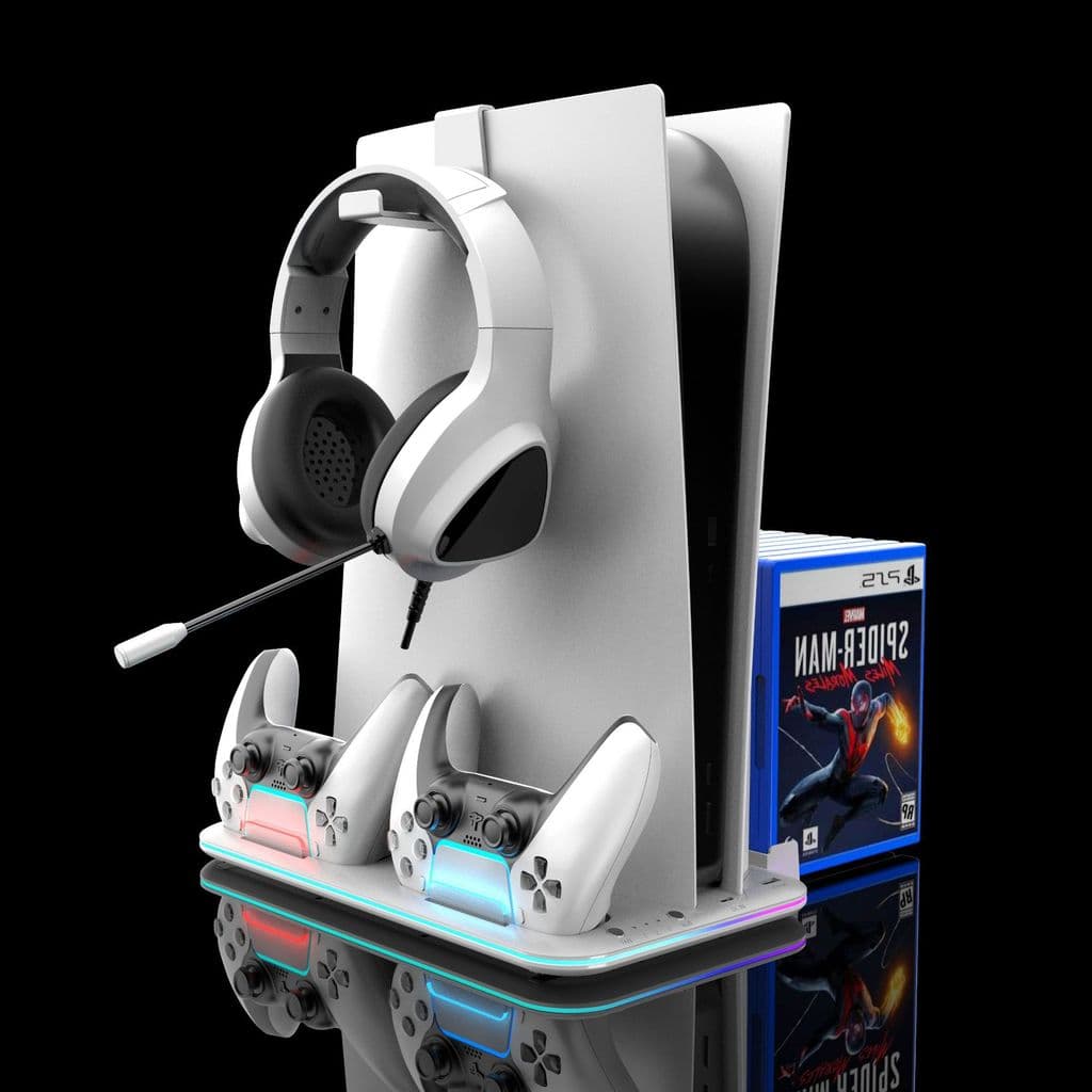 PS5 PRO Host Cooling Base PS5slim Handle Charging Stand Jogo Disco Headset Rack de armazenamento