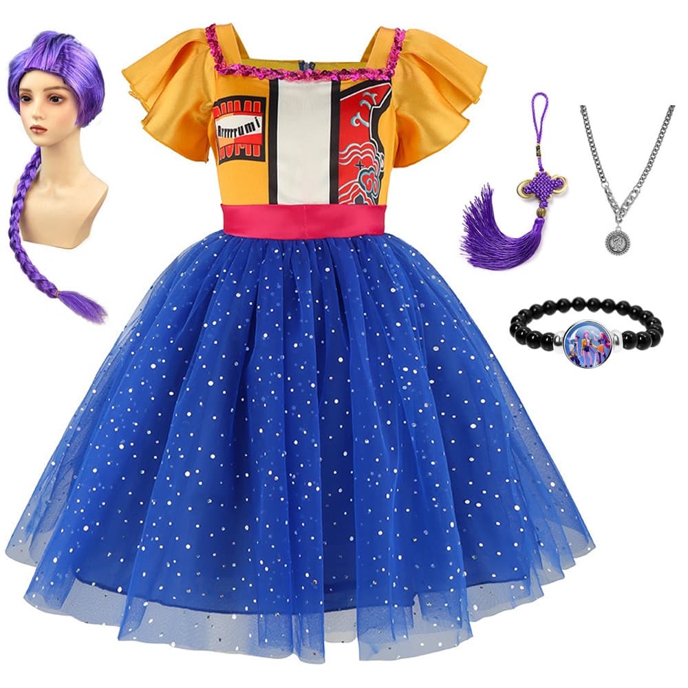 Fantasia de Cosplay de Caçadores de Demônios Rumi para Festa de Halloween 2026 Vestido de Carnaval para Menina Princesa