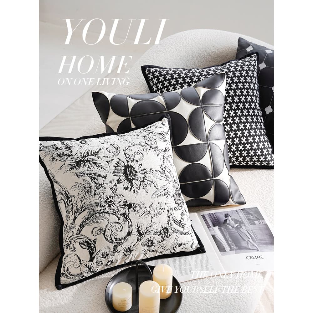 High-End luz luxo francês preto branco travesseiro almofada Nordic cama Bay janela almofada sala de estar sofá fronha co