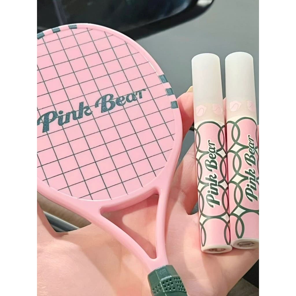 Pinkbear pinkbear pico urso tênis água névoa brilho labial rosa urso pico urso menina 205 copo antiaderente batom branqu