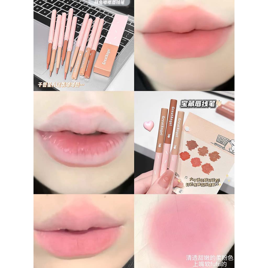 Delineador labial giratório automático à prova d'água, contorno genuíno de longa duração, formato labial tridimensional,