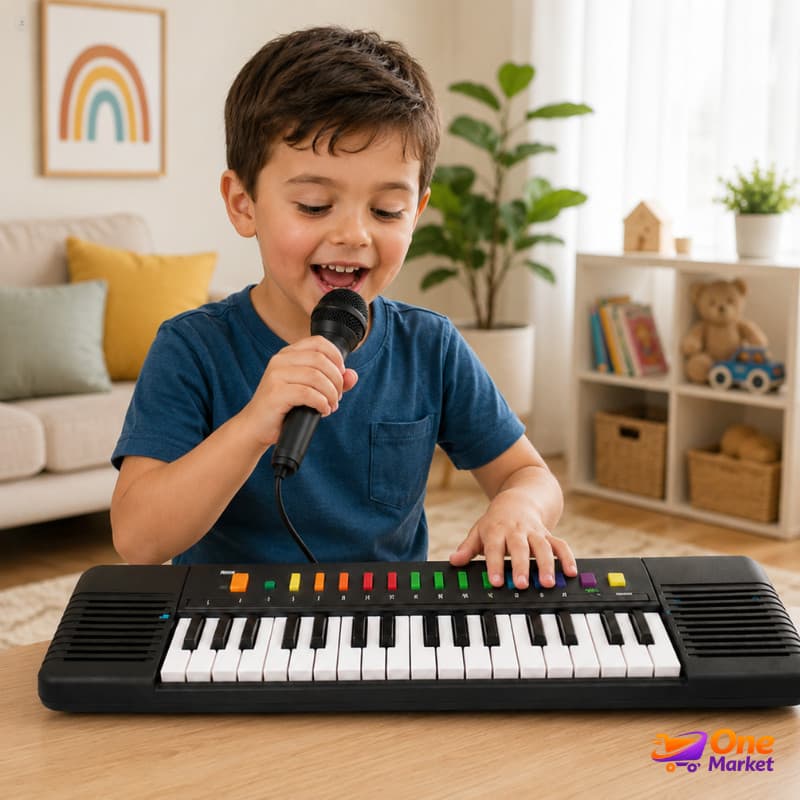 Teclado Piano Musical Infantil + Microfone Karaokê – Brinquedo para Bebê e Criança 32 teclas