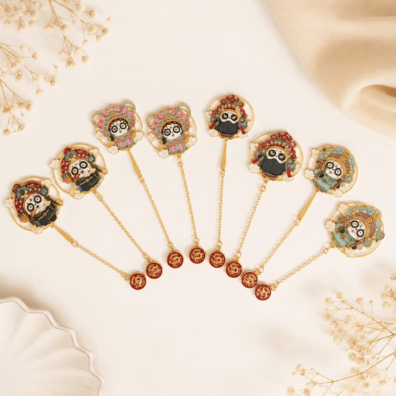 Marcador de Página Panda Oriental em Metal – Elegância e Charme