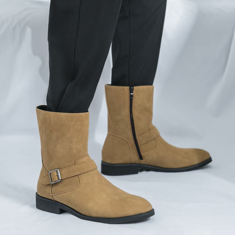Chelsea botas masculinas versão coreana botas de cano médio estilo britânico Martin botas retrô masculinas de dese
