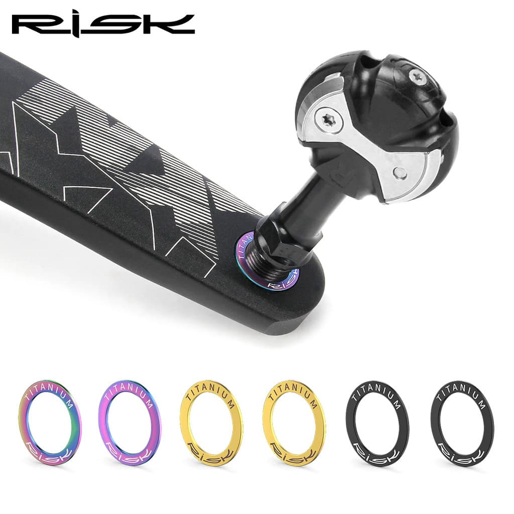 RISK 2 Pçs Espaçador De Titânio Para Pedal De Bicicleta Manivela Som Anormal Junta De Manutenção MTB De Estrada Travamen