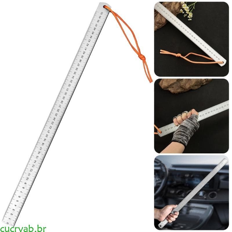 Régua Reta Inoxidável cucryab Para Montagem Carro, Polegadas MM, Escala Dupla Face