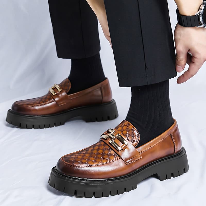 Sapatos Derby de sola grossa homens verão britânico dedo do pé redondo aumento interno dedo do pé grande negócios Formal