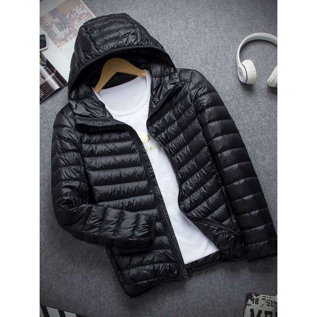 Jaqueta acolchoada leve para baixo masculino outono inverno gola alta com capuz curto de meia-idade idosos tamanho grand