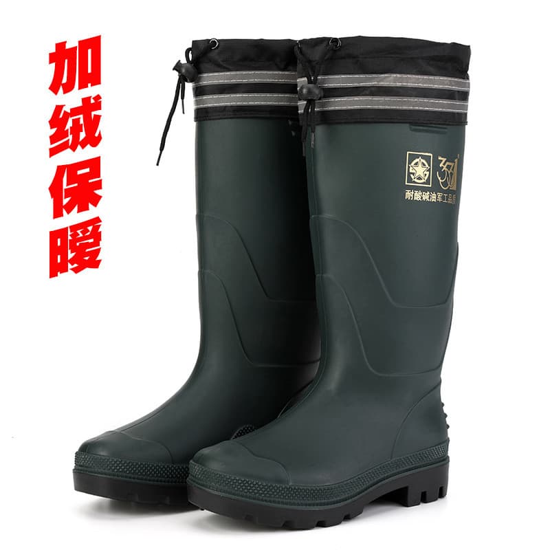 Botas de chuva quentes de lã de alta qualidade masculinas de algodão antiderrapante à prova de óleo proteção do trabalho