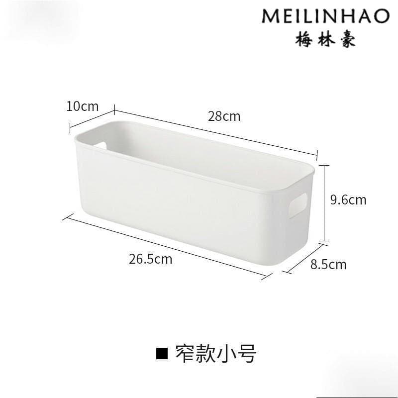 Caixa de armazenamento simples retangular japonês Desktop cosméticos plástico cozinha caixa de armazenamento longo estre