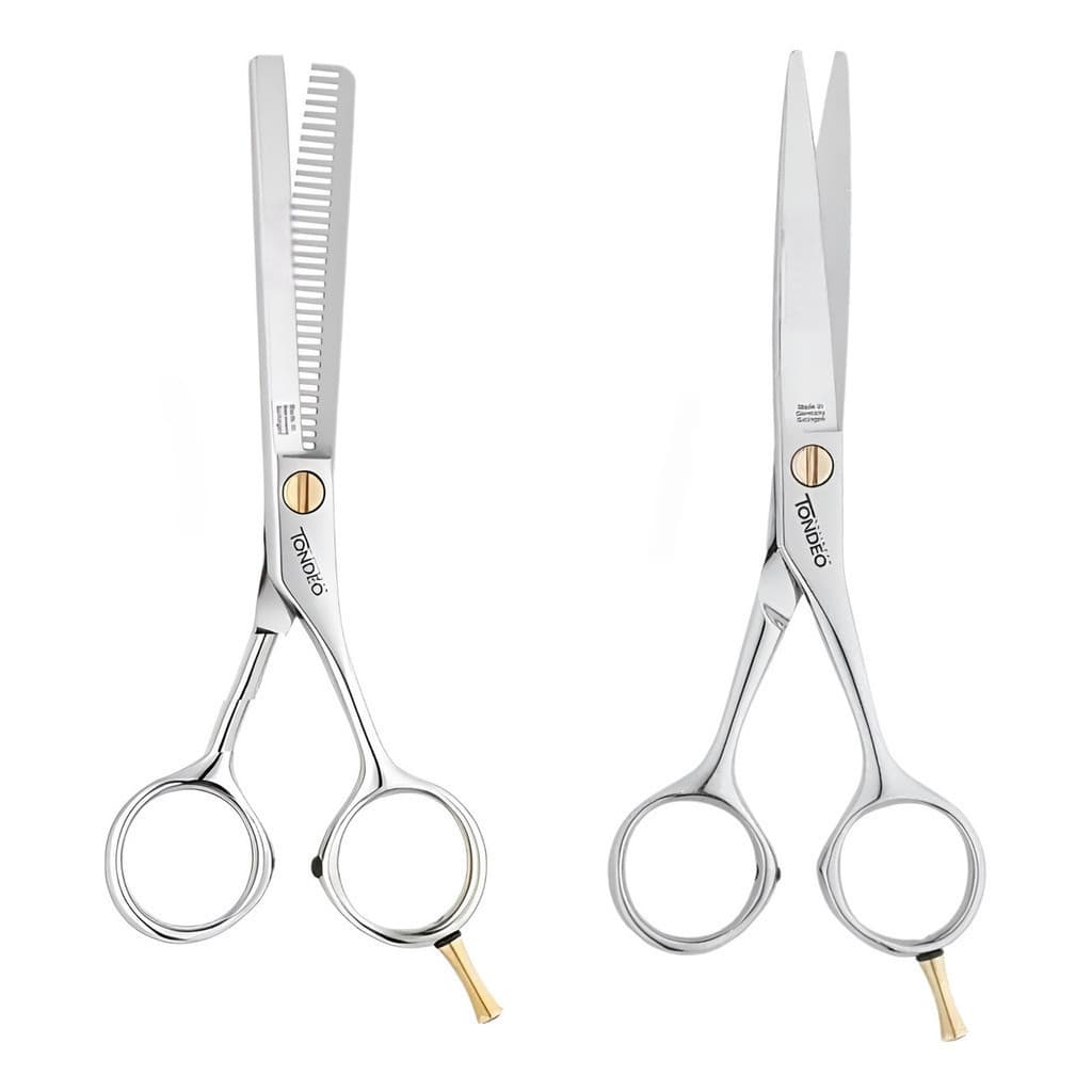 Kit 2 Tesoura Corte fio navalha E Desbastadeira Cabelo Polegada Tondeo