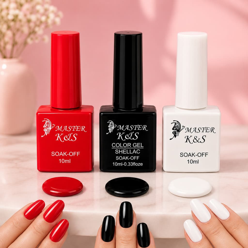 Kit 3 Esmaltes Em Gel UV LED Master K&S 10ml Brilho Intenso Alta Duração