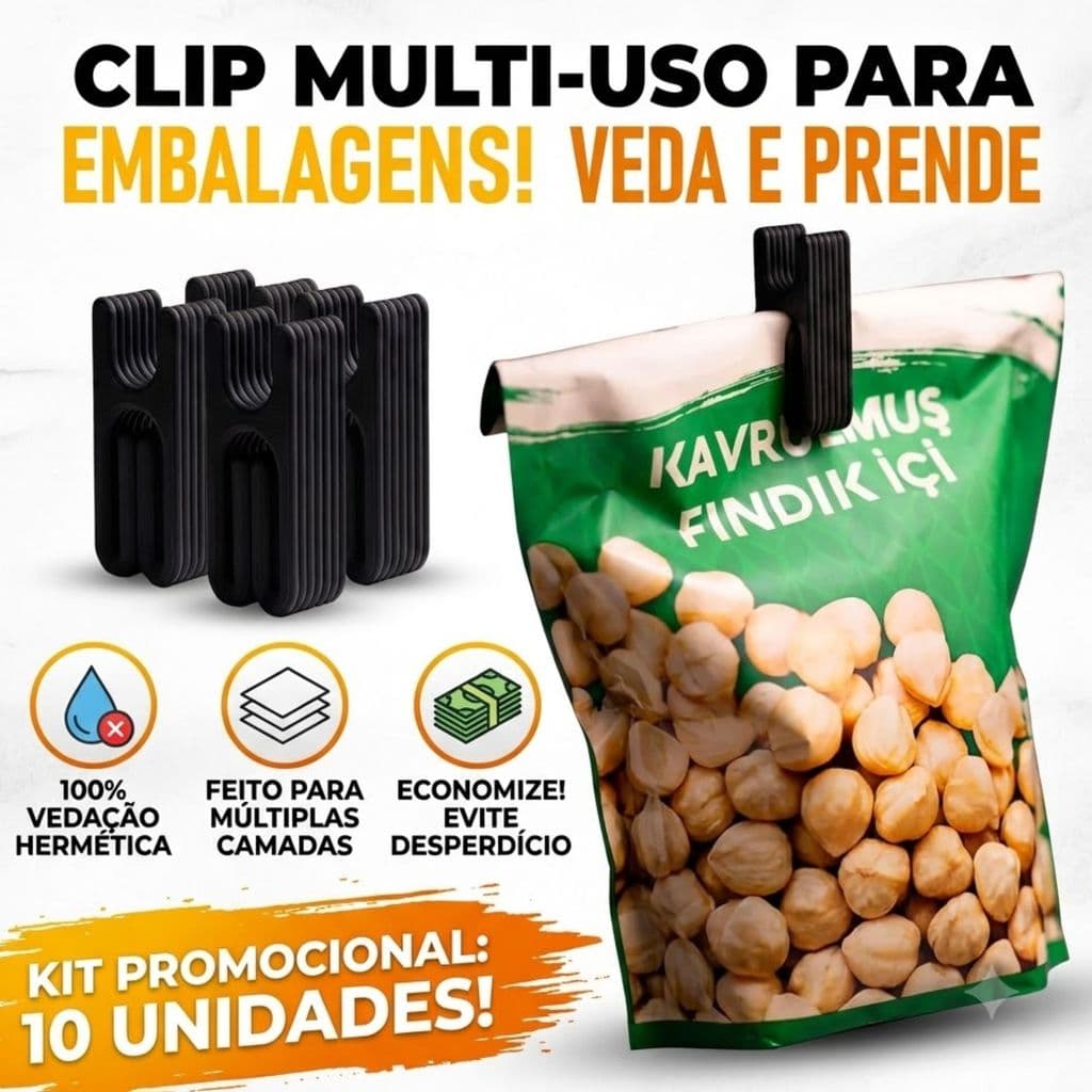 Design Minimalista Kit Clip Fecha Embalagens Prendedor Vedador Para Saco Alimento