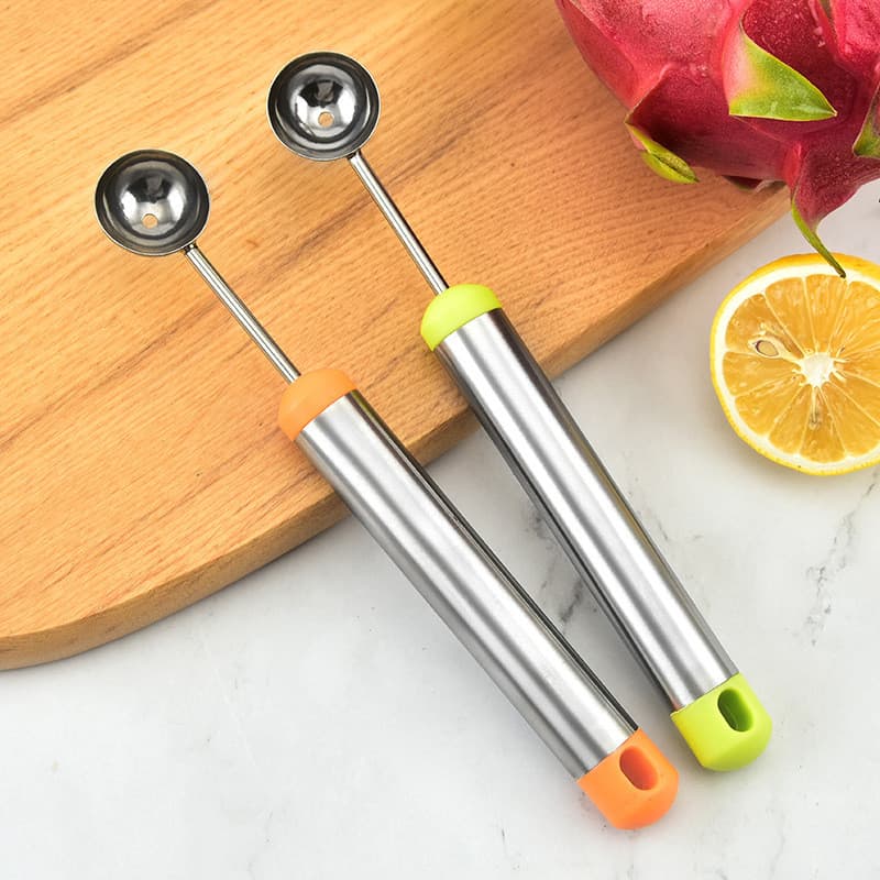 Colher para melancia em aço inoxidável, colher para frutas, colher para sorvete, colher multifuncional para frutas, uten