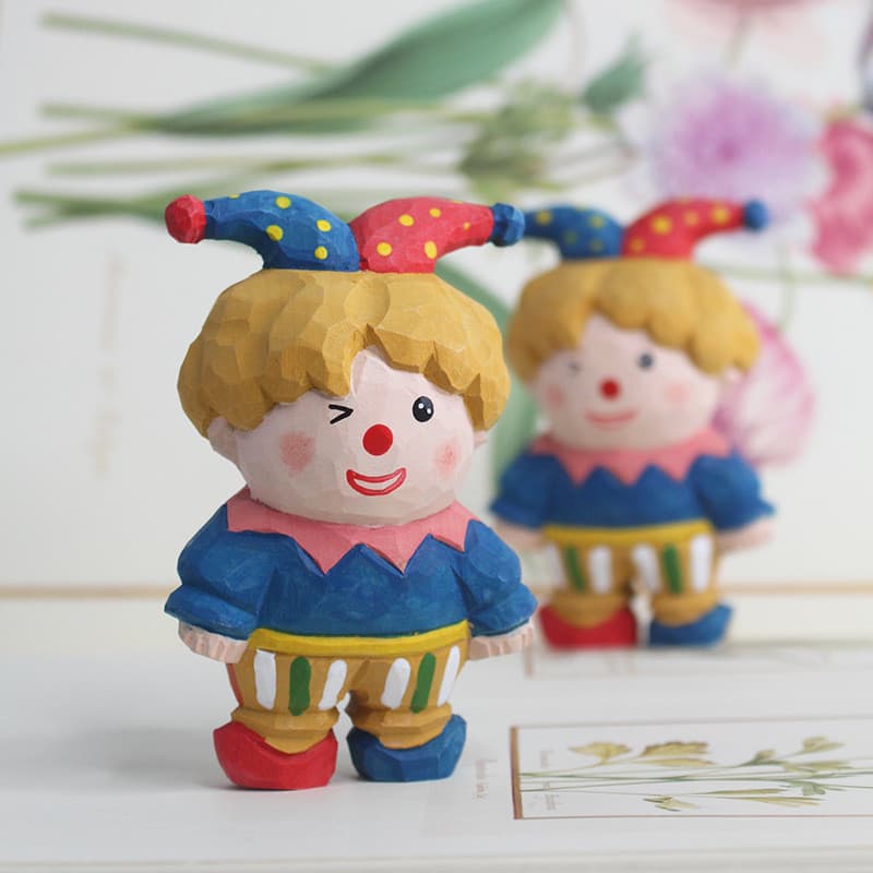 [Estoque pronto] Leque Aoki Palhaço de Madeira Boneca Decoração Fofa Criativa Decoração de Casa Presente Artesanato em M