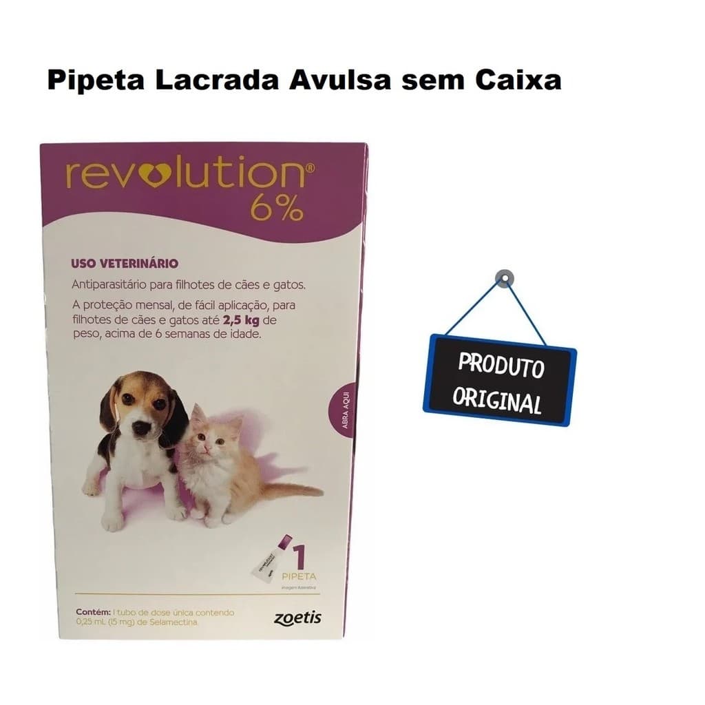 Anti Pulgas Revolution Filhote 15 Mg ate 2,6 kg com 1 Pipeta