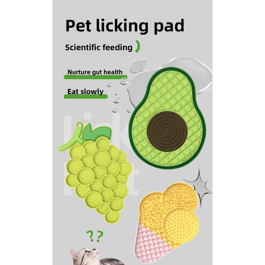 Tapete de comida lenta para animais de estimação, sorvete, comida de gato, bandeja para lamber comida lenta, tapete para
