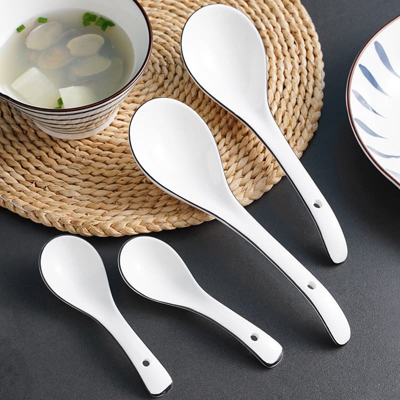 Colher de cerâmica Extra grande com cabo longo, colher grande para uso doméstico, grande, panela quente, colher d