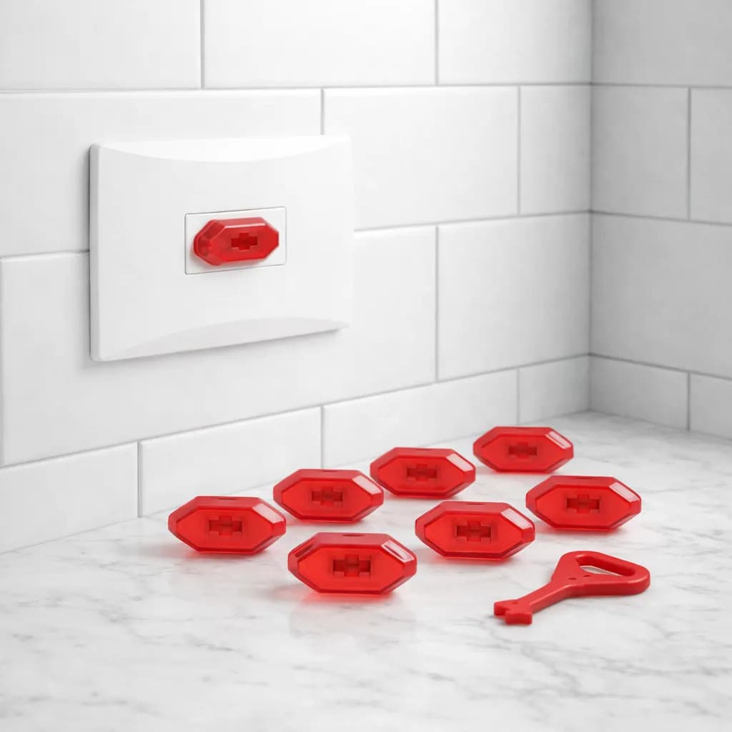 Kit 10 Protetor Tomada Vermelho P/ Identificar 220v