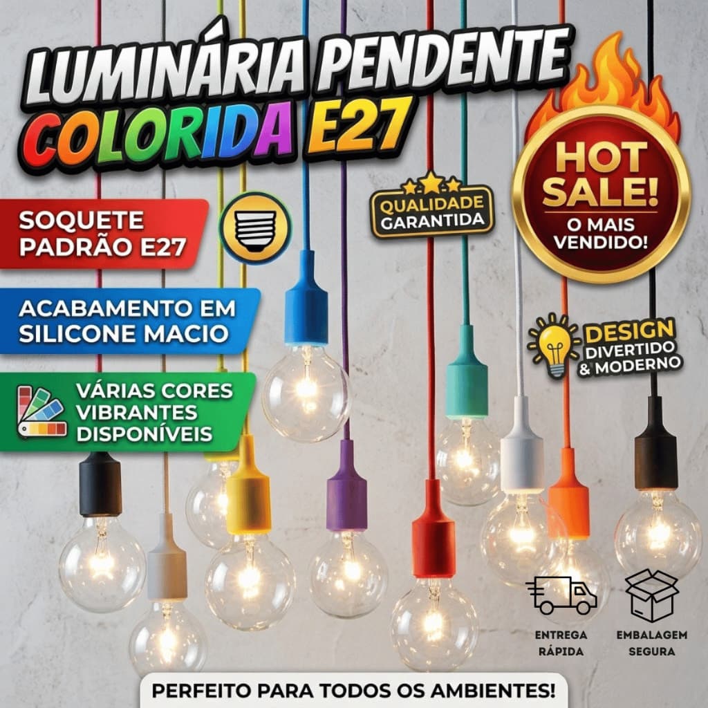 Pendente de Teto Silicone Aveludado Soquete E27 Colorido Verde Vermelho Amarelo Branco Preto XLX