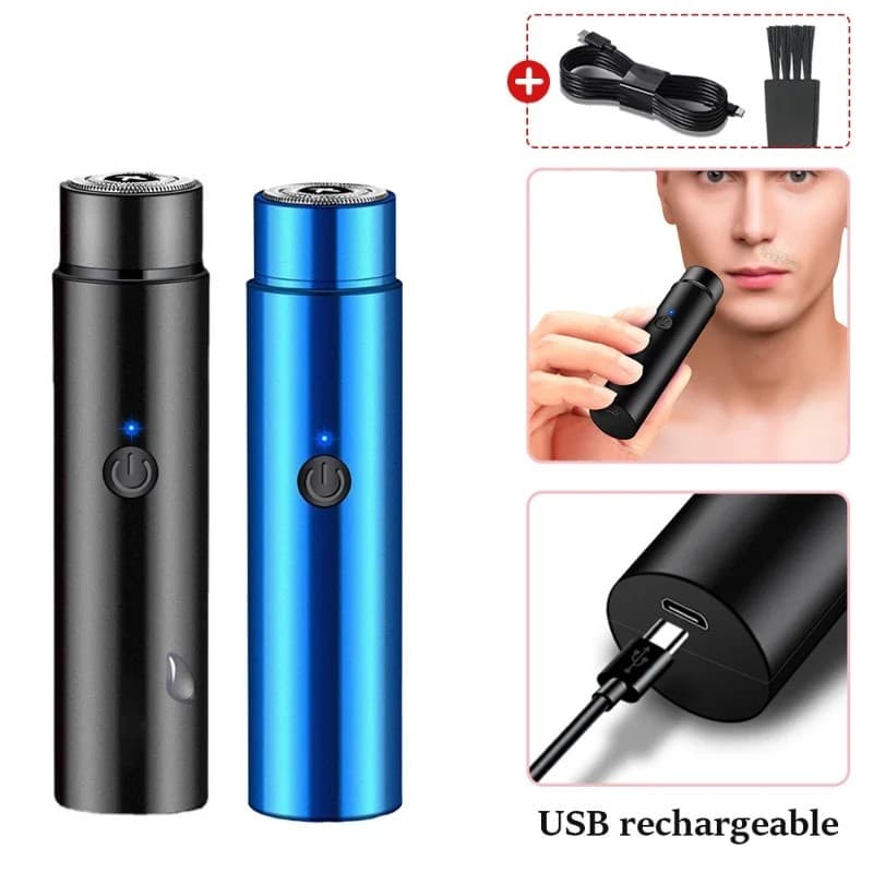 Mini Barbeador Elétrico Masculino Portátil com Carregamento USB para Cuidados Faciais