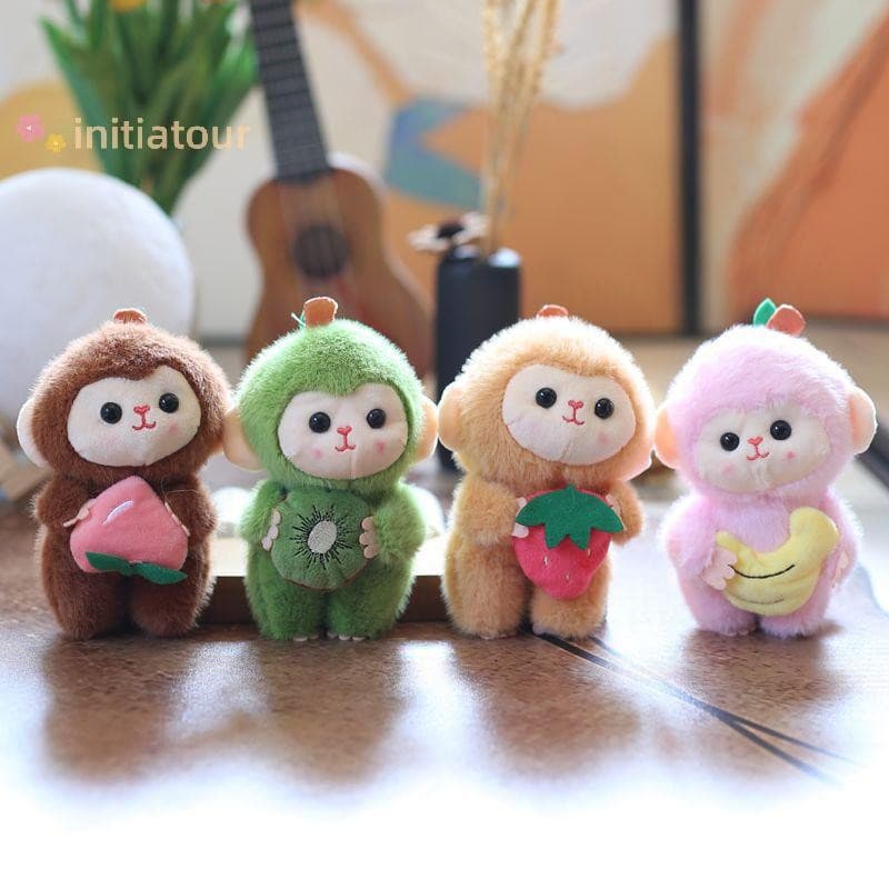 Chaveiro de Pelúcia de Macaco Fruta de Desenho Animado Fofo, Boneco, Mochila Requintada, Pinge TZSN