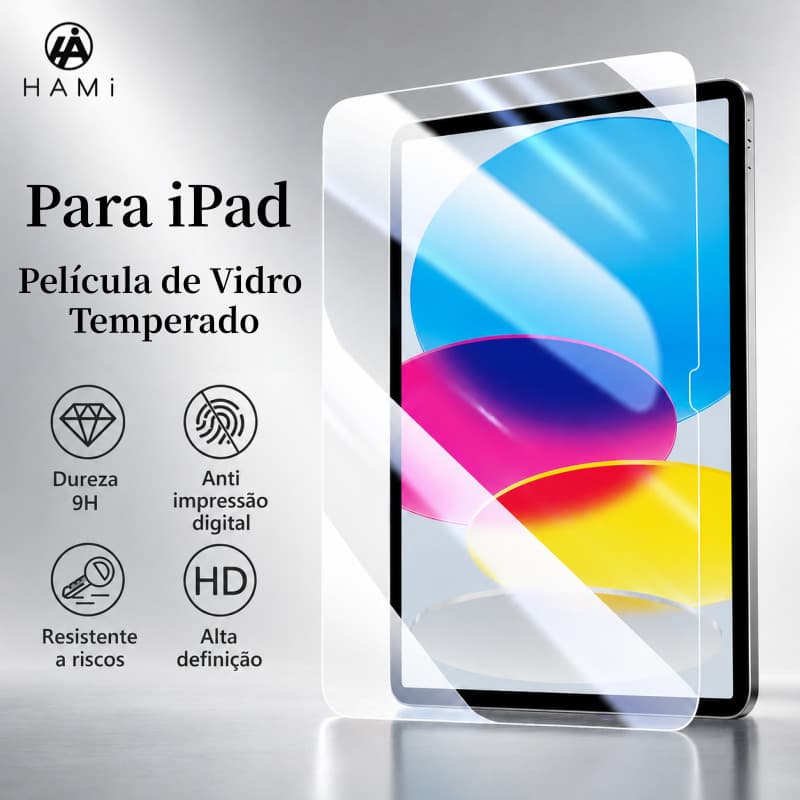 HAMI Película de Vidro Temperado para iPad 7/8/9/10/11 A16/Air,Bordas Arredondadas Para Toque Suave
