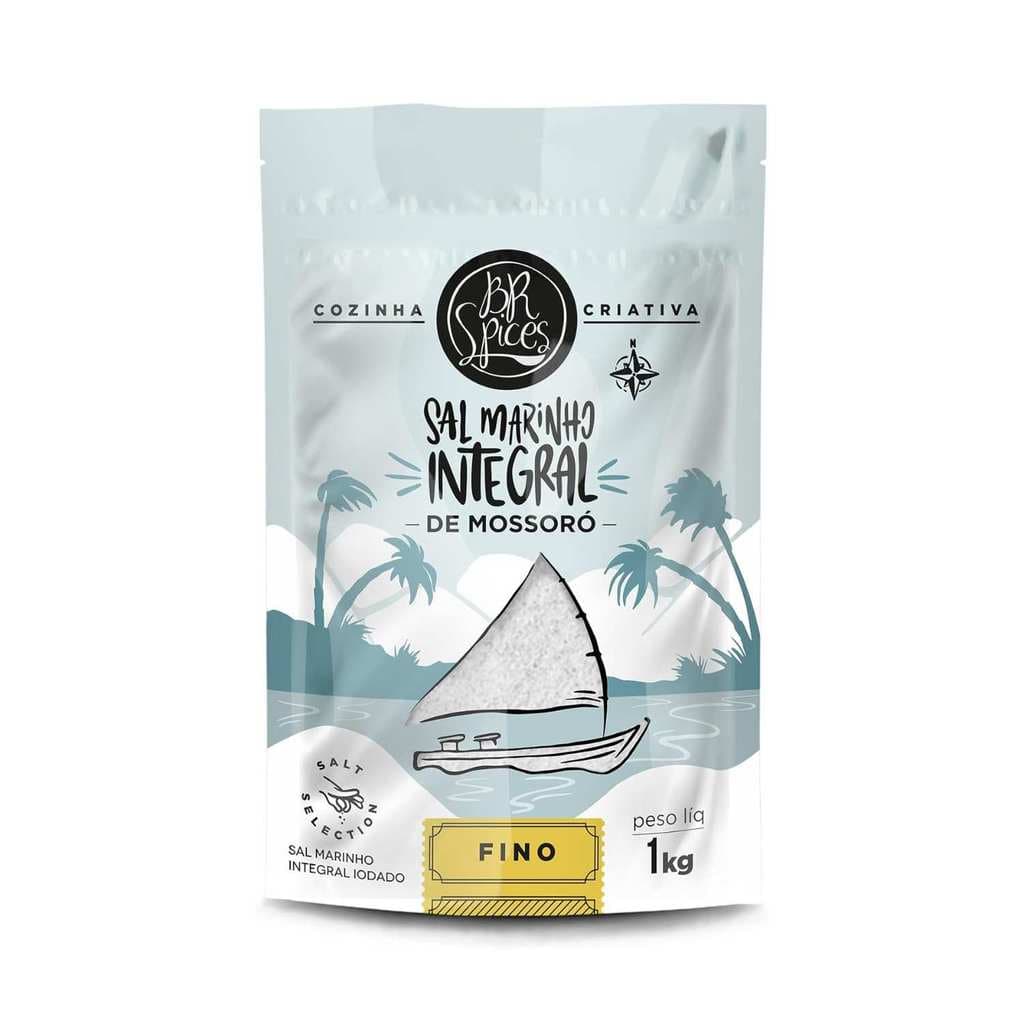 Sal Marinho Fino Integral De Mossoró Sem Antiumectante - BR Spices 1kg