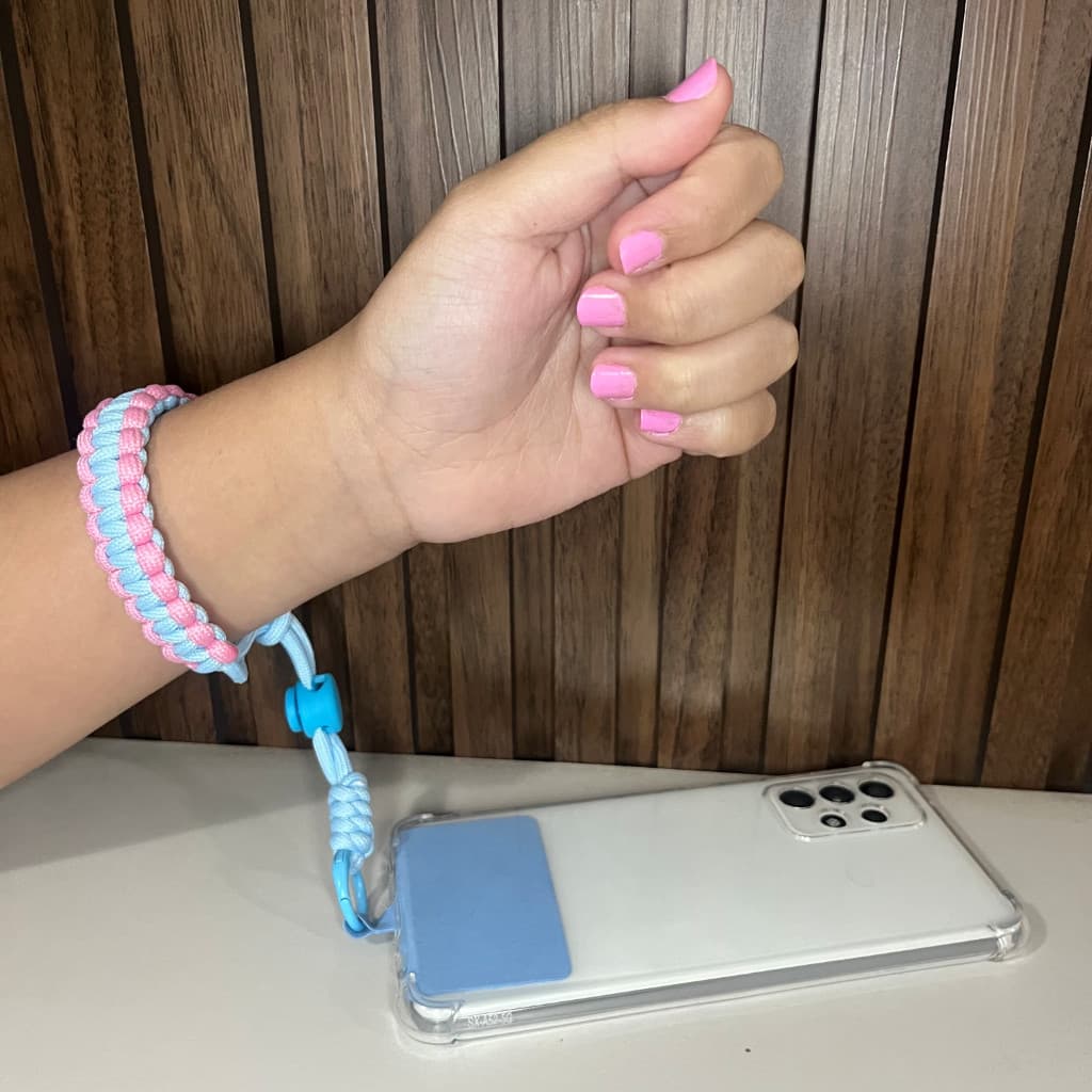 📱 Cordão para Celular Alça de Pulso Ajustável Cabo de Segurança Anti Queda Universal Trançado Resistente com Placa