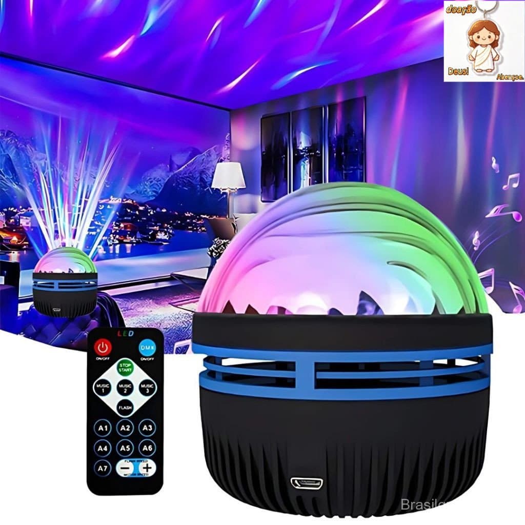 Projetor Giratório Aurora Boreal com Efeito Ondas e 14 Cenas