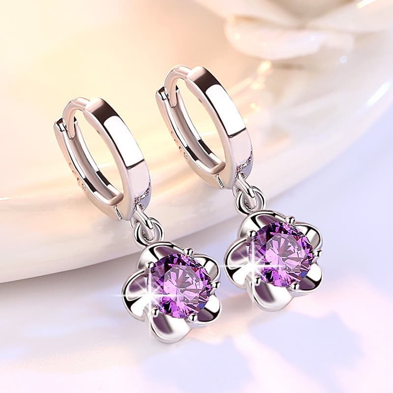 Brincos de Prata 925 Elegantes para Mulheres/Design com Pérolas e Diamantes Brilhantes, Adequados para Meninas Usarem, A