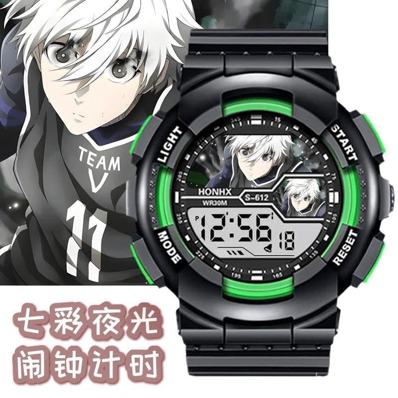 Relógio popular com tema de anime de prisão azul, com alarme, luminoso, temporizador silencioso, presente de aniversário
