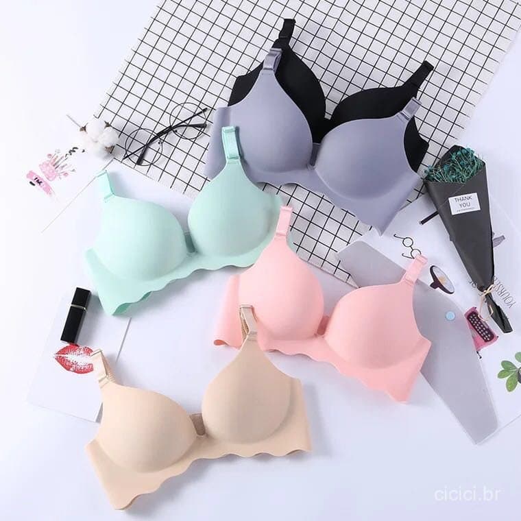 Roupa Íntima Feminina Sem Costura, Sutiã Ultra-fino Respirável/Com Aro/Efeito Push Up/Macio A3TO