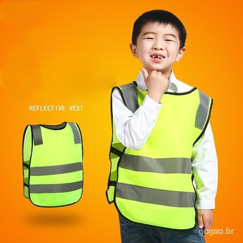 Colete Refletivo Infantil, Colete Refletivo para Crianças, Roupa Refletiva para Alunos do Ensino Fundamental, Colete da