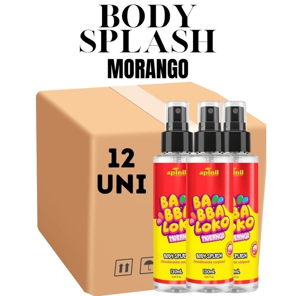 KIT 12 UNIDADES BODY SPLASH BABBALOKO MORANGO 130MLl - APINIL (Campanha)