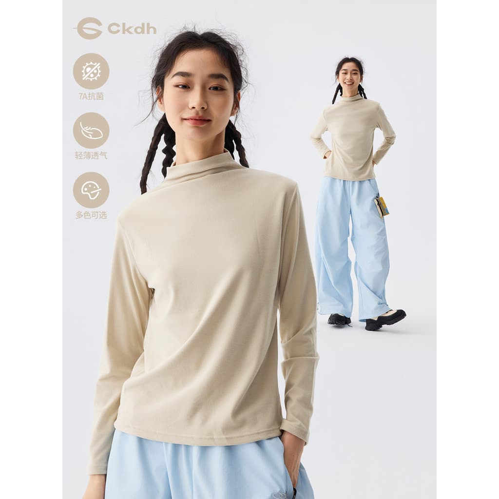 CKDH meia gola alta interior topo feminino 2026 outono inverno novas roupas térmicas de veludo alemão 7A camisa de fundo