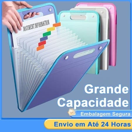 Organizador Papéis A4 12 Divisórias - Pasta Sanfonada Resistente Água, Fácil Transportar para Estudantes