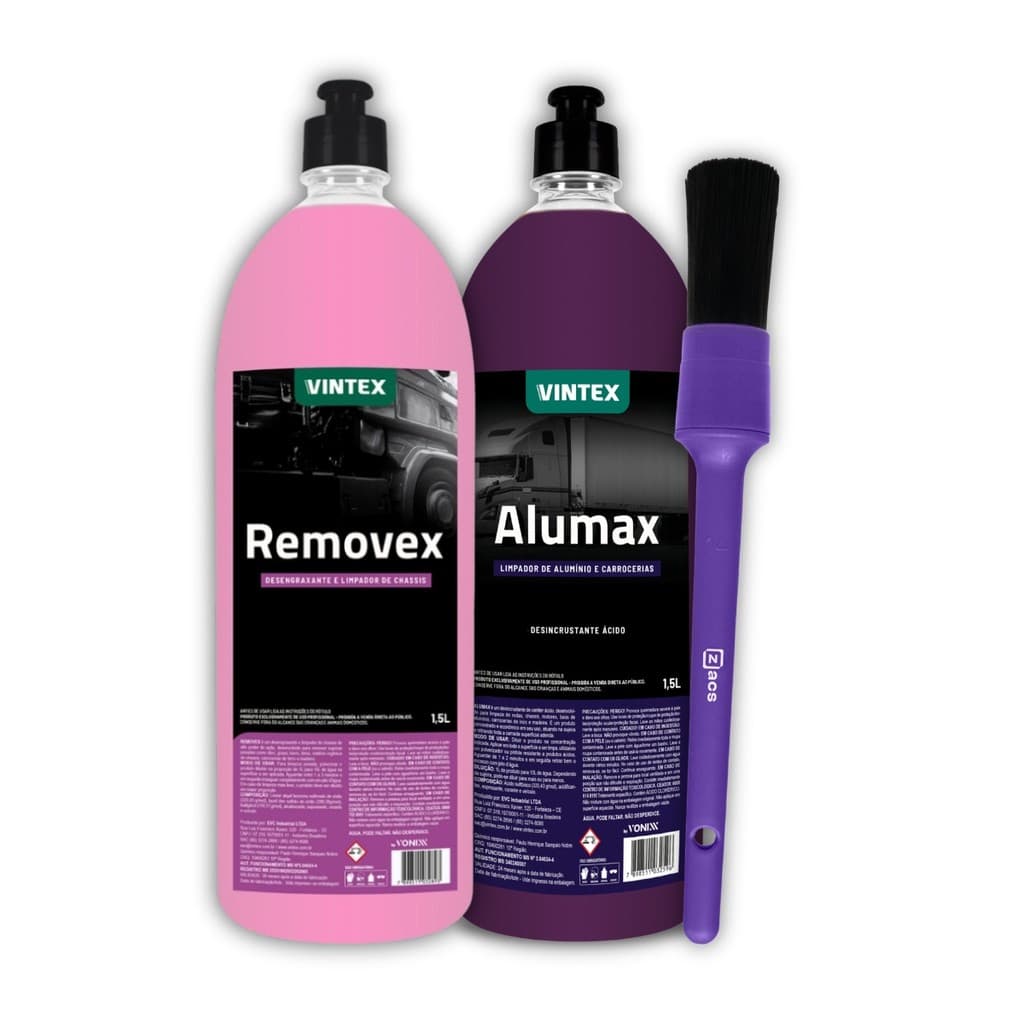 Kit Alumax Limpa Alumínio Removex Para Chassi Pincel Externo
