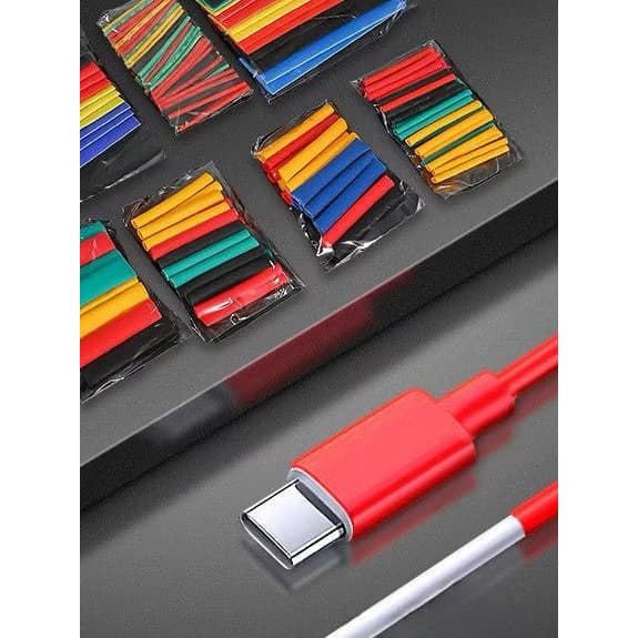Kit 530 PÇs Espaguete Isolante Elétrico Termo Retrátil Colorido c/ Estojo Kit Eletricista Reparo Proteção para Fios