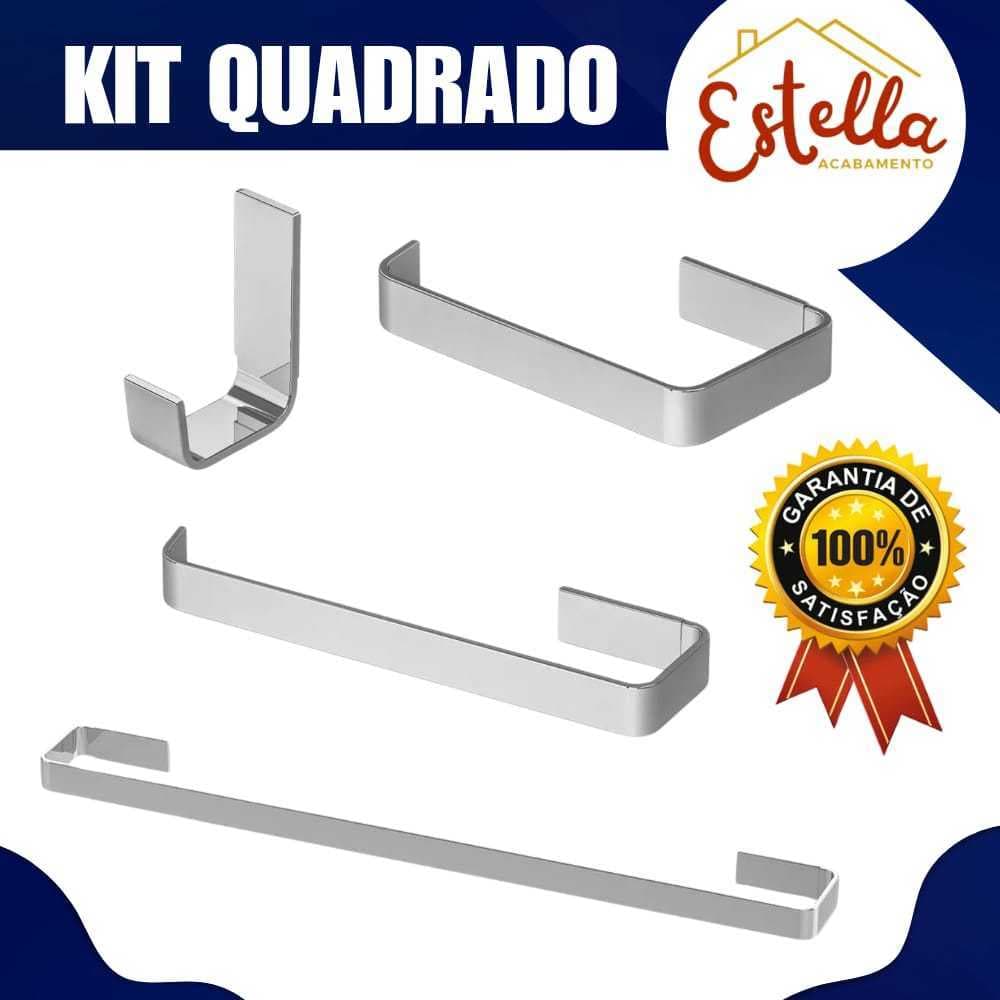Kit Quadrado 4 Peças Cromado