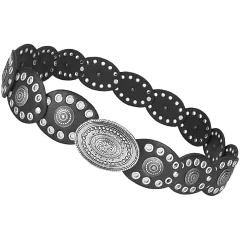 Cinto De Disco De Rebite Ocidental DOITOOL Para Mulheres E Homens , Cintura Larga De Couro Cravejado Vintage , Estilo Co