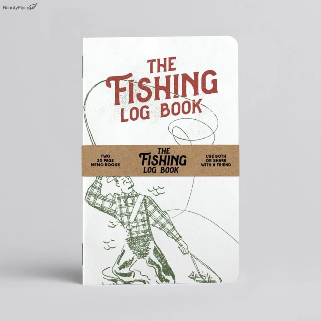 Livro De Registro De Pesca , 2 Pacotes De Bolso , Diário Caderno Com Capa De Estoque De Cartão , Páginas Captura De Peix
