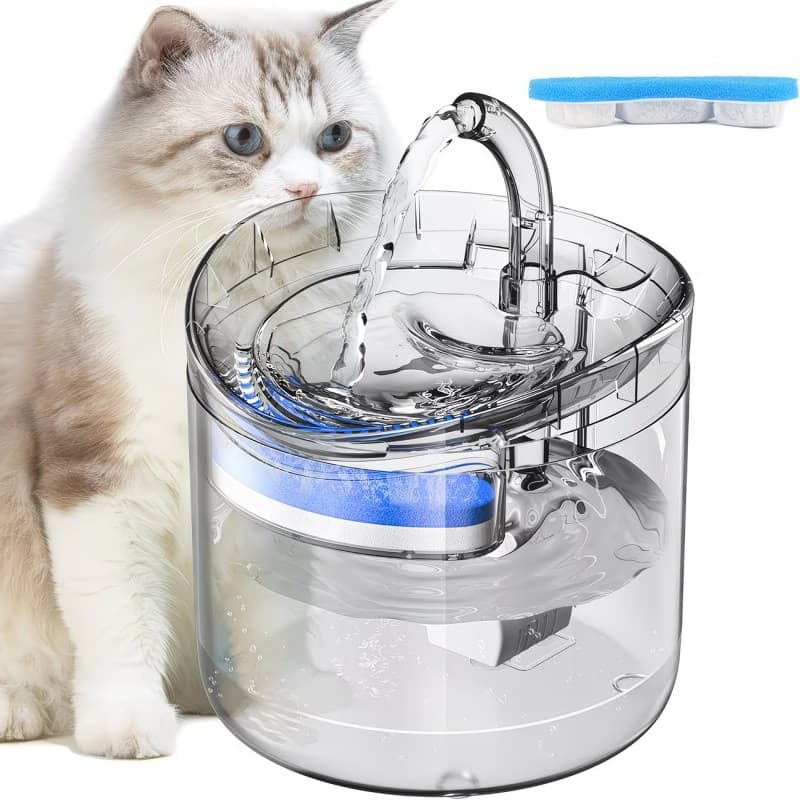 Fonte de Água Transparente para Gatos | Bomba Silenciosa Sem BPA, Filtragem de 4 Estágios e Estimula a Beber Água