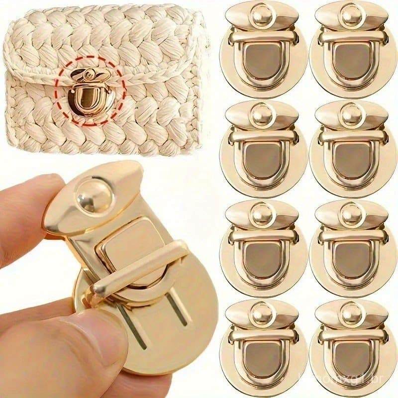 5 peças de fechos de metal dourado para bolsas - Fivelas de pressão para artesanato DIY com design decorativo, ideais pa