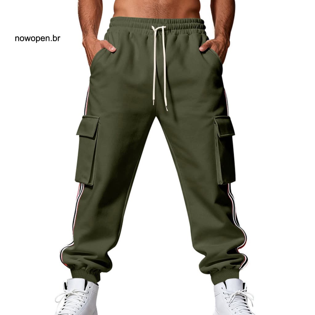 Men Sweatpants Athletic Casual Pants Men's Winter Jogger Thickened Warm with Drawstring Waist Baggy Cargo Track for Runn
