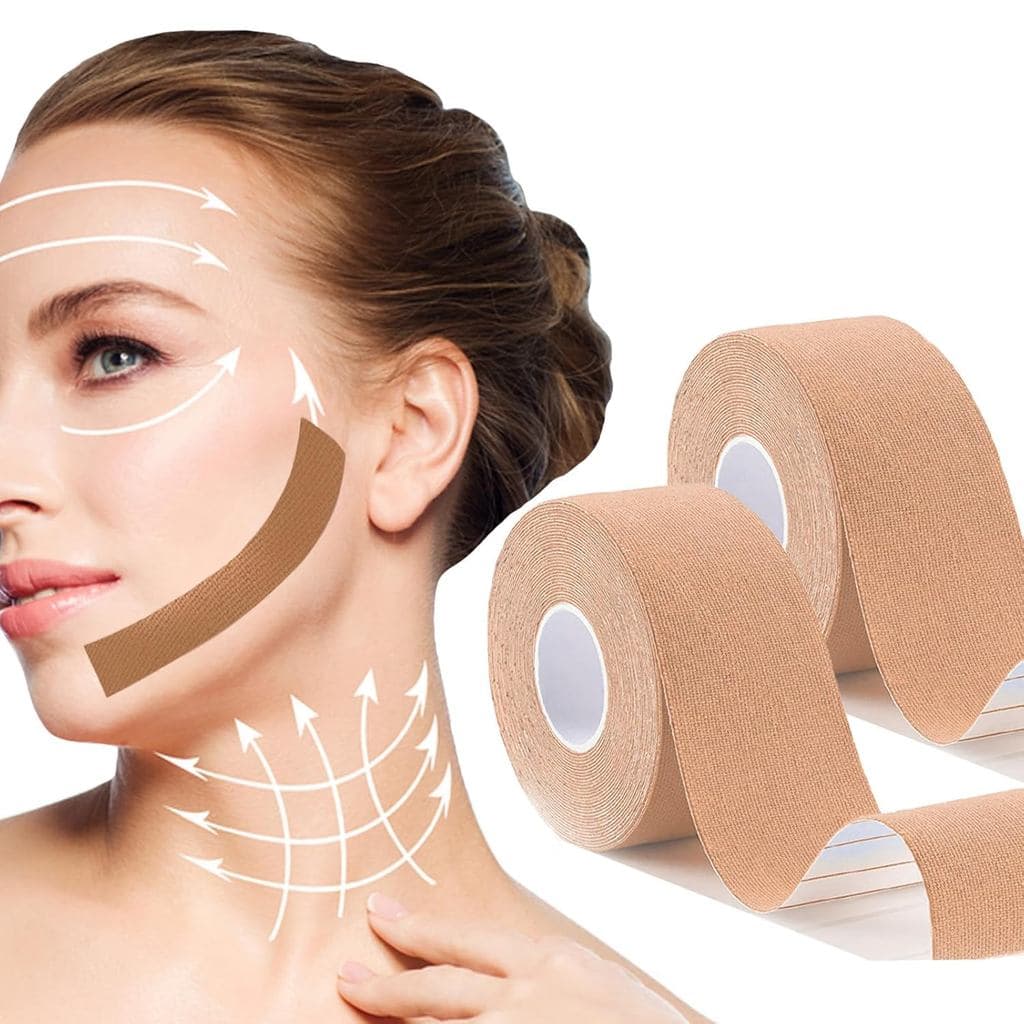 2 Rolos de Fita Miofascial Facial para Lifting, Adesivos Antirrugas e Anticongelantes para Firmar e Tonificar a Pele, Ad