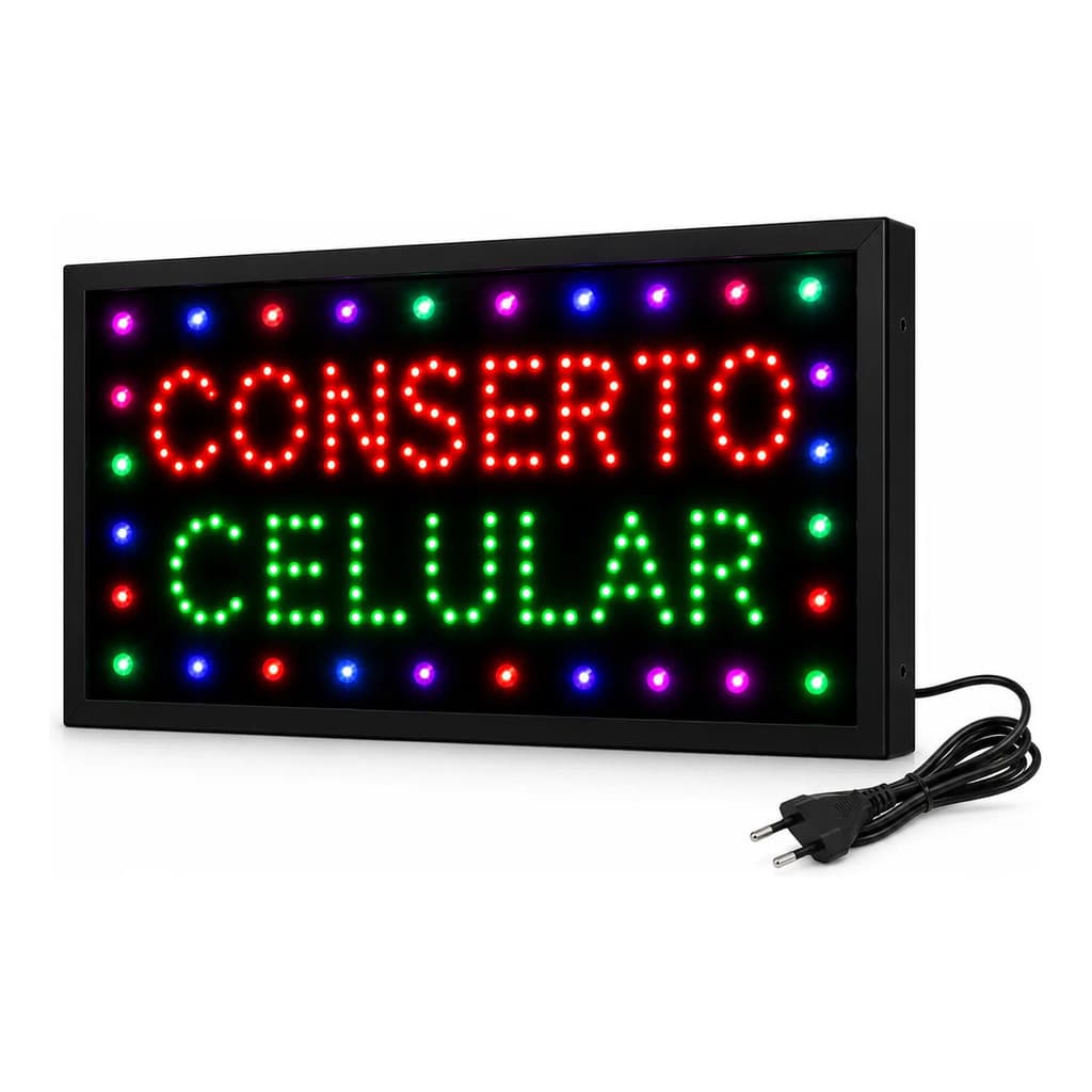 Painel Led Conserto Celular 48x25cm Letreiro Luminoso 110v
