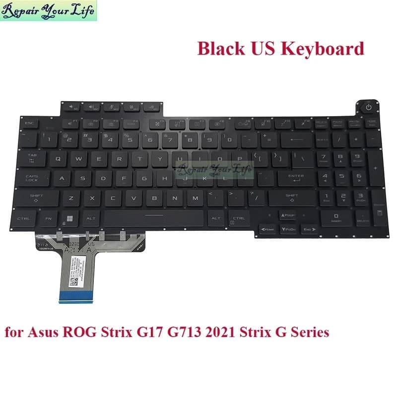 Teclado Retroiluminado RGB Dos Eua Para Asus ROG Stirex G17 G733 G713QR G713RX G713RS G713RC 2021 Strix G Série 0KNR0-69
