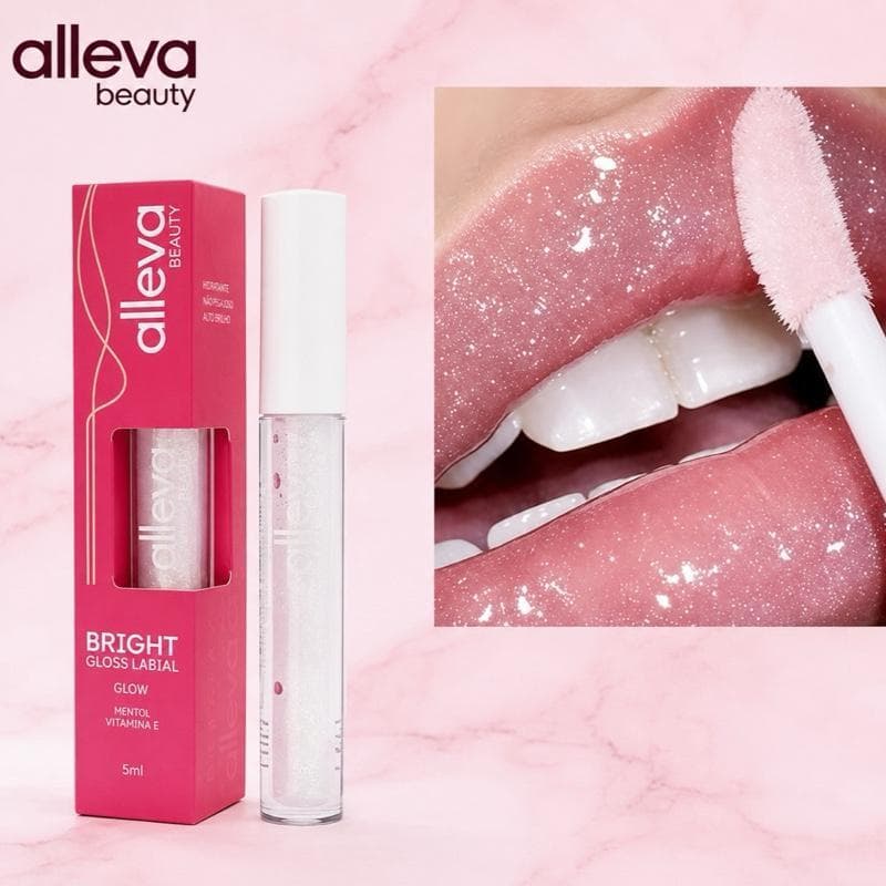 GLOSS LABIAL INCOLOR COM BRILHO GLITTER BRIGHT LUXE ALLEVA