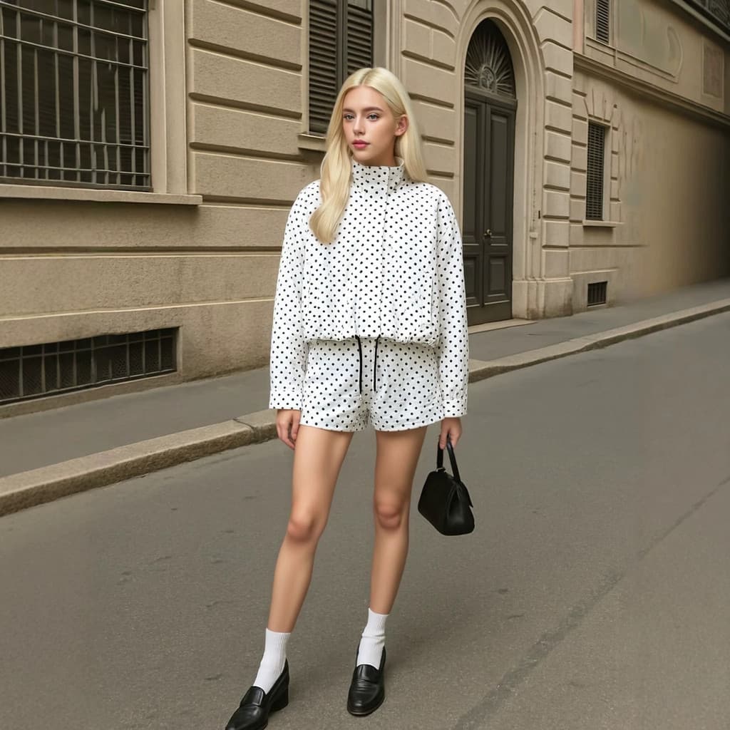 [Estilo mais vendido] Gola alta feminina bolinhas Seersucker jaqueta Bomber temperamento jaqueta com cordão feminino [